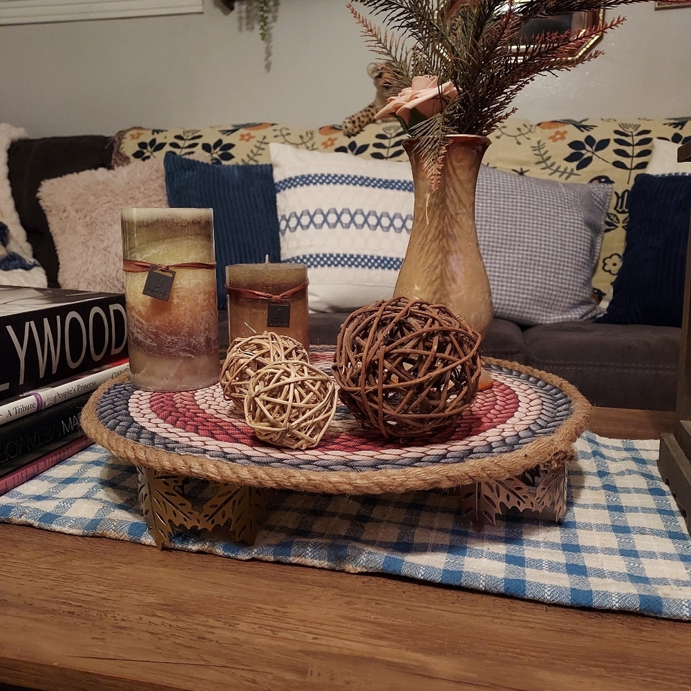 Rustic Wood Boho Riser Fabric  Tray